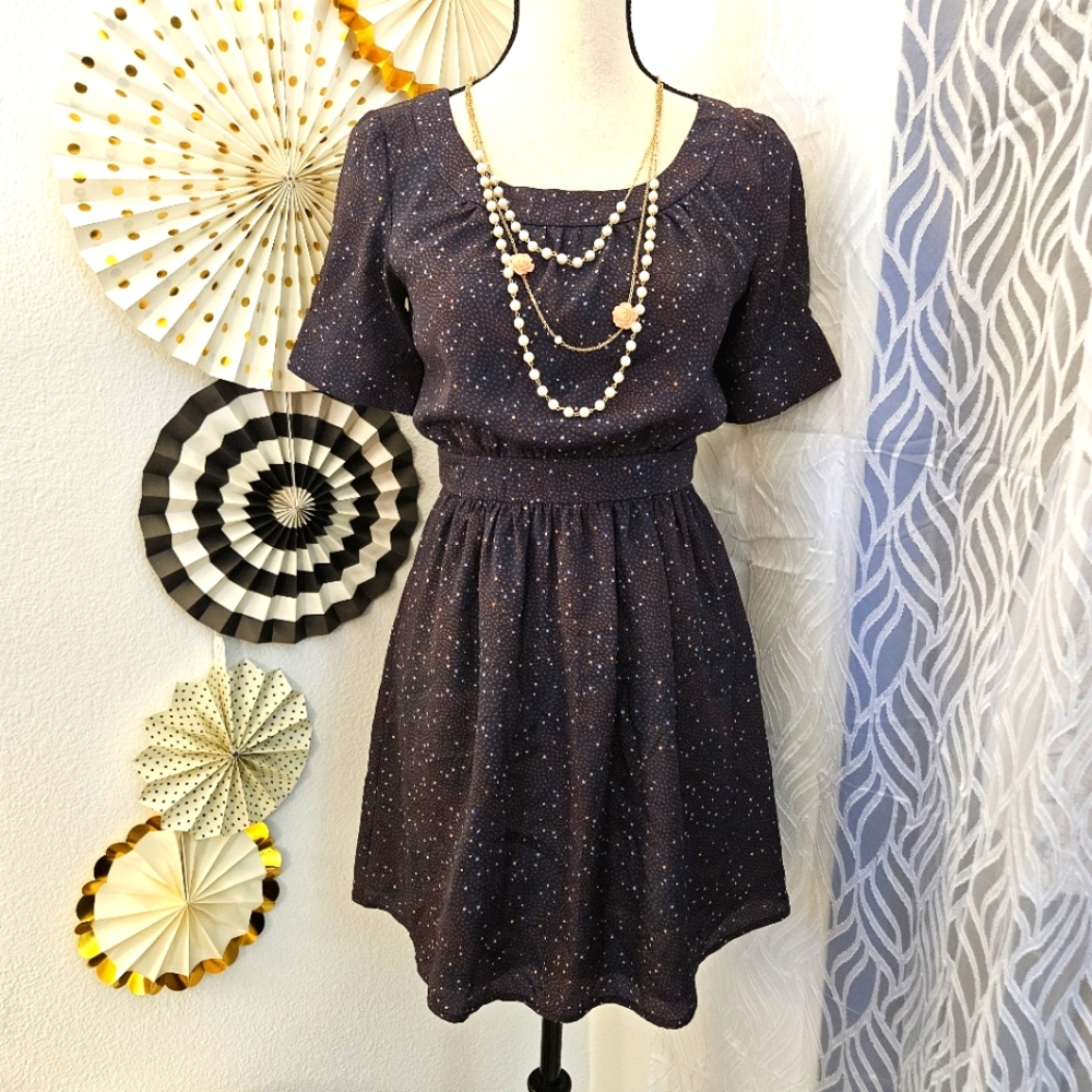 BCBGeneration | Navy Short Sleeve Mini Polka Dot Dress with Pockets | Size 0
